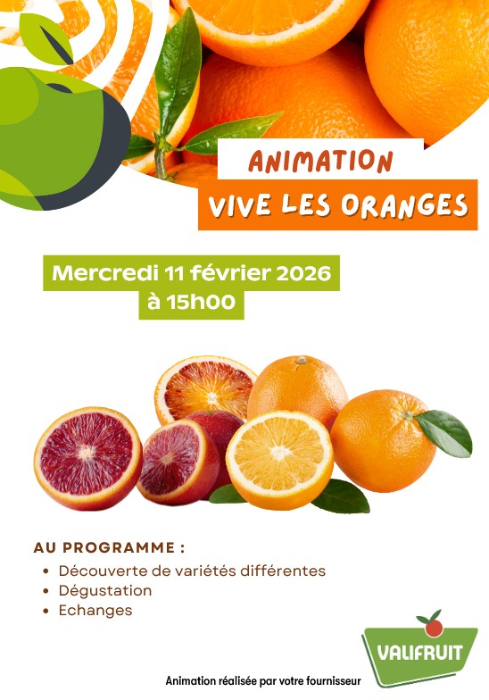 Animation autour des agrumes : oranges.